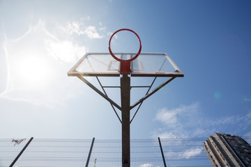 Plexiglass street basketball board with hoop without net