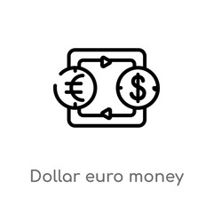 outline dollar euro money exchange vector icon. isolated black simple line element illustration from business concept. editable vector stroke dollar euro money exchange icon on white background