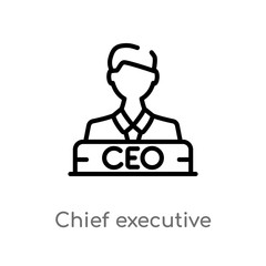 Naklejka premium outline chief executive officer vector icon. isolated black simple line element illustration from business concept. editable vector stroke chief executive officer icon on white background