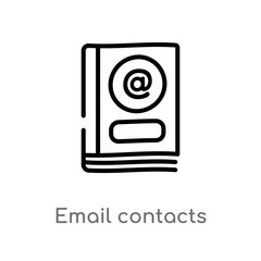 outline email contacts vector icon. isolated black simple line element illustration from business concept. editable vector stroke email contacts icon on white background