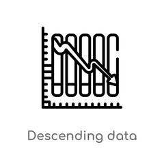 outline descending data analytics line graphic vector icon. isolated black simple line element illustration from business concept. editable vector stroke descending data analytics line graphic icon