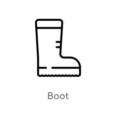 outline boot vector icon. isolated black simple line element illustration from camping concept. editable vector stroke boot icon on white background