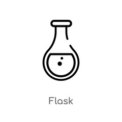 outline flask vector icon. isolated black simple line element illustration from camping concept. editable vector stroke flask icon on white background