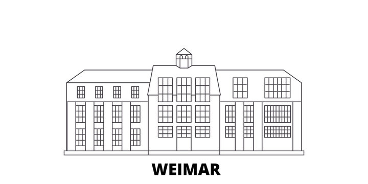 Germany, Weimar,Bauhaus flat travel skyline set. Germany, Weimar,Bauhaus black city vector panorama, illustration, travel sights, landmarks, streets.