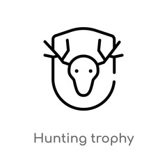 outline hunting trophy vector icon. isolated black simple line element illustration from camping concept. editable vector stroke hunting trophy icon on white background