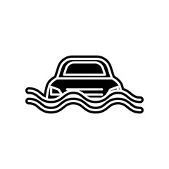 drowned car icon. Element of Insurance for mobile concept and web apps icon. Glyph, flat icon for website design and development, app development