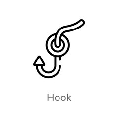 outline hook vector icon. isolated black simple line element illustration from camping concept. editable vector stroke hook icon on white background