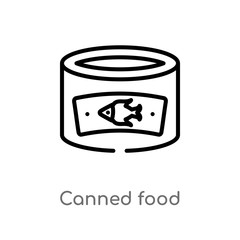 outline canned food vector icon. isolated black simple line element illustration from camping concept. editable vector stroke canned food icon on white background