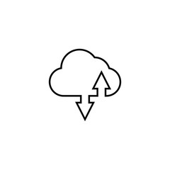 Download and upload to the cloud icon. Cloud and arrow up and down sign