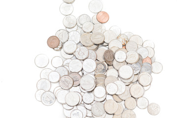 Loose or spare change fills the frame