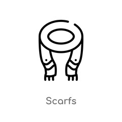 outline scarfs vector icon. isolated black simple line element illustration from christmas concept. editable vector stroke scarfs icon on white background