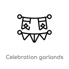 outline celebration garlands vector icon. isolated black simple line element illustration from christmas concept. editable vector stroke celebration garlands icon on white background