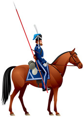 Don Cossack, horseman on the horse, Russian Empire Army Don Cossack Host Ataman Regiment Napoleonic War times uniform realistic vector illustration