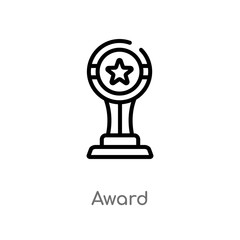 outline award vector icon. isolated black simple line element illustration from cinema concept. editable vector stroke award icon on white background