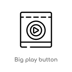 outline big play button vector icon. isolated black simple line element illustration from cinema concept. editable vector stroke big play button icon on white background