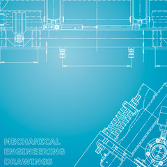 Corporate Identity. Blueprint, scheme, plan, sketch. Technical illustrations, Blue and white background