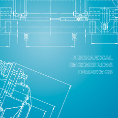 Corporate Identity. Blueprint, scheme, Blue and white sketch. Technical illustrations, background. Machine industry