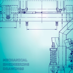 Computer aided design systems. Light blue sketch. Technical illustration. Industry. Corporate Identity