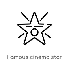 outline famous cinema star vector icon. isolated black simple line element illustration from cinema concept. editable vector stroke famous cinema star icon on white background