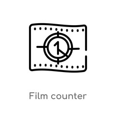 outline film counter vector icon. isolated black simple line element illustration from cinema concept. editable vector stroke film counter icon on white background