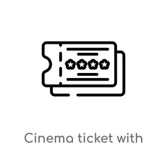 outline cinema ticket with a star vector icon. isolated black simple line element illustration from cinema concept. editable vector stroke cinema ticket with a star icon on white background