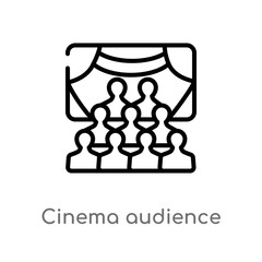 outline cinema audience vector icon. isolated black simple line element illustration from cinema concept. editable vector stroke cinema audience icon on white background
