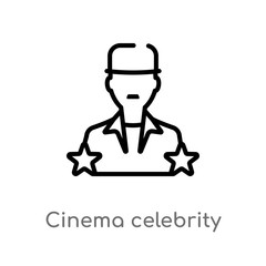 outline cinema celebrity vector icon. isolated black simple line element illustration from cinema concept. editable vector stroke cinema celebrity icon on white background