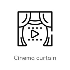outline cinema curtain vector icon. isolated black simple line element illustration from cinema concept. editable vector stroke cinema curtain icon on white background