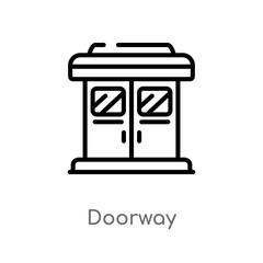 outline doorway vector icon. isolated black simple line element illustration from cinema concept. editable vector stroke doorway icon on white background
