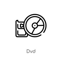 outline dvd vector icon. isolated black simple line element illustration from cinema concept. editable vector stroke dvd icon on white background