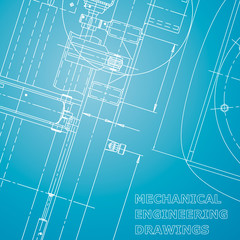 Blueprint, Sketch. Vector engineering illustration. Corporate Identity. Cover, flyer. Blue and white