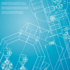 Blueprint, Sketch. Vector engineering illustration. Blue and white. Corporate Identity