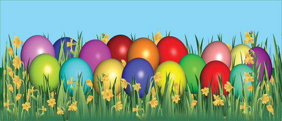Easter eggs in grass