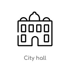 outline city hall vector icon. isolated black simple line element illustration from city elements concept. editable vector stroke city hall icon on white background