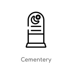 outline cementery vector icon. isolated black simple line element illustration from city elements concept. editable vector stroke cementery icon on white background