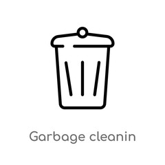 outline garbage cleanin vector icon. isolated black simple line element illustration from cleaning concept. editable vector stroke garbage cleanin icon on white background