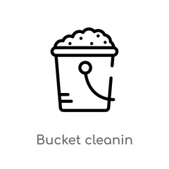 outline bucket cleanin vector icon. isolated black simple line element illustration from cleaning concept. editable vector stroke bucket cleanin icon on white background