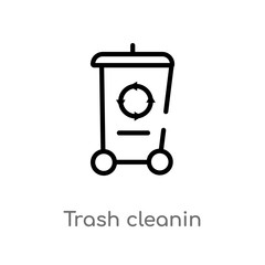 outline trash cleanin vector icon. isolated black simple line element illustration from cleaning concept. editable vector stroke trash cleanin icon on white background