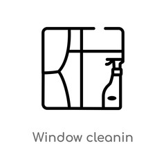 outline window cleanin vector icon. isolated black simple line element illustration from cleaning concept. editable vector stroke window cleanin icon on white background