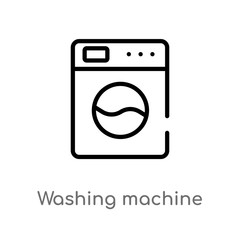 outline washing machine cleanin vector icon. isolated black simple line element illustration from cleaning concept. editable vector stroke washing machine cleanin icon on white background