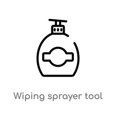 outline wiping sprayer tool vector icon. isolated black simple line element illustration from cleaning concept. editable vector stroke wiping sprayer tool icon on white background
