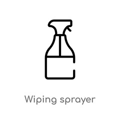 outline wiping sprayer vector icon. isolated black simple line element illustration from cleaning concept. editable vector stroke wiping sprayer icon on white background