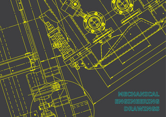 Blueprint. Vector engineering drawings. Mechanical instrument making. Technical abstract backgrounds. Technical illustration, cover, banner. Gray