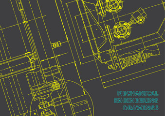 Blueprint. Vector engineering drawings. Mechanical instrument making. Technical abstract backgrounds. Gray