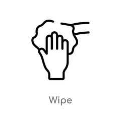 outline wipe vector icon. isolated black simple line element illustration from cleaning concept. editable vector stroke wipe icon on white background
