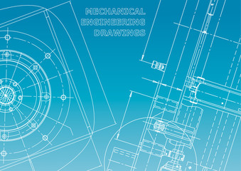 Blueprint, Sketch. Vector engineering illustration. Cover. Blue and white
