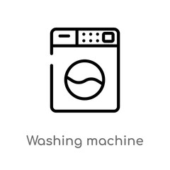 outline washing machine vector icon. isolated black simple line element illustration from cleaning concept. editable vector stroke washing machine icon on white background