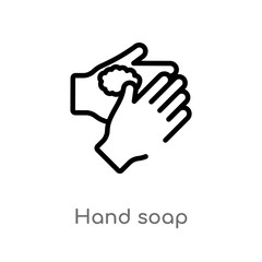 outline hand soap vector icon. isolated black simple line element illustration from cleaning concept. editable vector stroke hand soap icon on white background