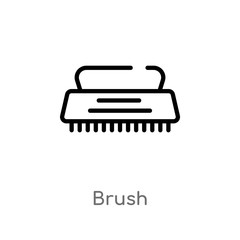 outline brush vector icon. isolated black simple line element illustration from cleaning concept. editable vector stroke brush icon on white background