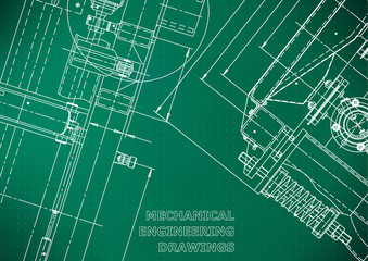 Vector illustration. Computer aided design system. Instrument-making. Light green background. Points